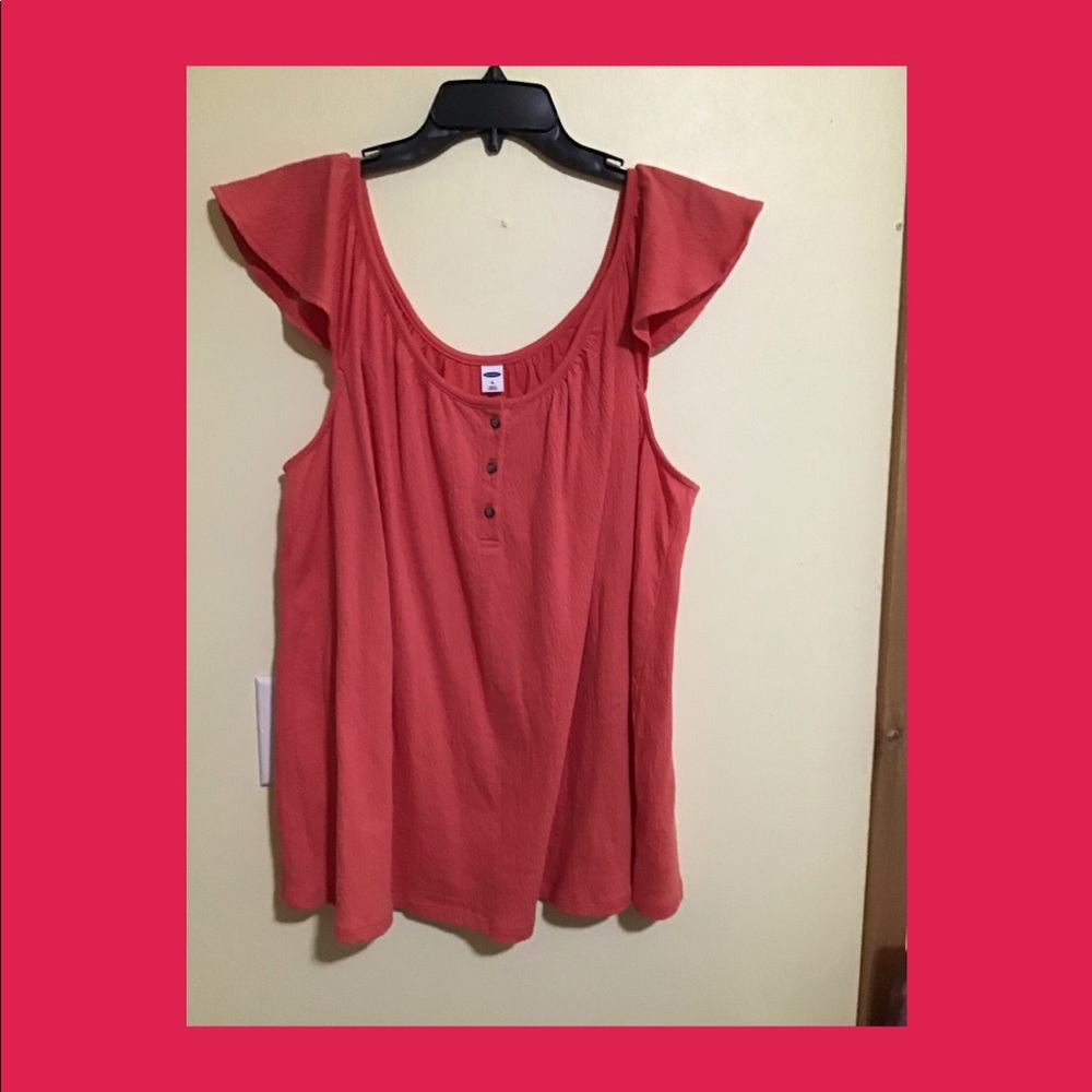 Coral sleeveless top with flare